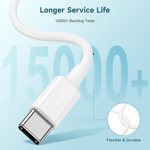 60W USB C to USB C Cable [3Pack] iPhone 16 15 Fast Charging Cable,6ft Long USB-C to USBC Power Cord for iPhone 16/15 Pro Plus Pro Max, MacBook Pro Air/IPad/iPad Pro 12.9/11,AirPods 4(White)