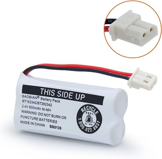 BT162342/BT262342 Cordless Phone Batteries BT183342/BT283342 BT166342/BT266342 CS6114 CS6419 CS6719 EL52300 CL80111 2.4V 600mah Ni-Mh (3 Pack)