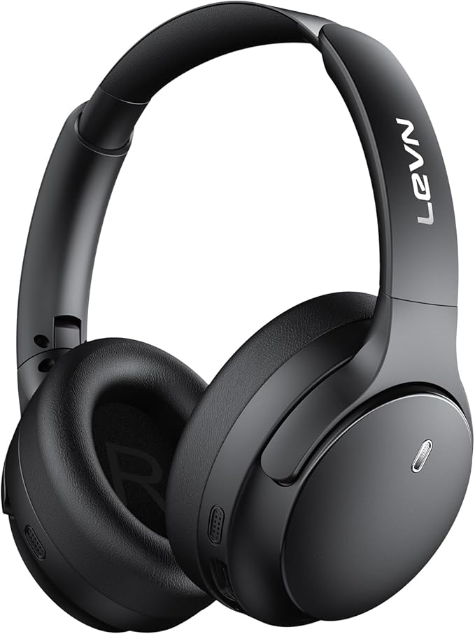 LEVN Hybrid Active Noise Cancelling Headphones, Wireless Headphones Bluetooth 5.4 with Transparent Mode, Hi-Res Audio, Deep Bass, 70H Playtime Over Ear Bluetooth Headset for Work/Travel/Home/Office