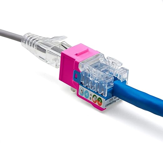 trueCABLE Cat6A Keystone Jack, Unshielded (UTP), 90 Degree Punch-Down, PoE++ (4PPoE), UL Listed, ETL Verified, ANSI/TIA Certified, Modular RJ45 Female, Pink, 12 Pack