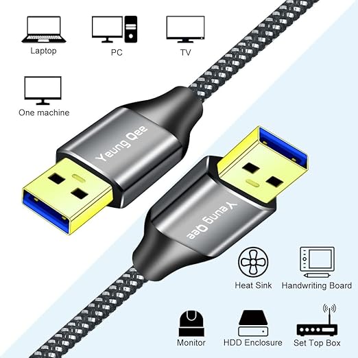 USB 3.0 A to A Male Cable 1 ft,Super Speed Type A Male to Male Cable USB 3.0 Double End USB Cord for Hard Disk, Cameras,Laptop Cooler, DVD Player and More (1FT/0.3M)