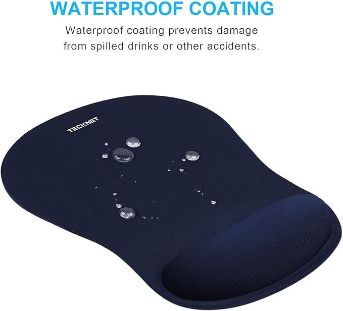 TECKNET 2 Pack Mouse Pad with Wrist Support, Ergonomic Gaming Mouse Pad Pain Relief, Portable Comfortable Mousepad for Computer, Laptop, Office, Home Non-Slip Base, Waterproof Surface - Navy