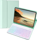 Keyboard Case for Galaxy Tab S10 Plus/S9 Plus/S9 FE Plus/S8 Plus/S7 Plus/S7 FE 12.4 Inch, 7 Color Rainbow Backlight Detachable Magnetic Keyboard Cover with S Pen Holder,Mint Green