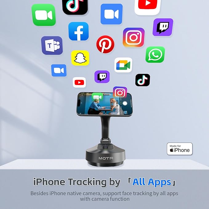 MOTA Tripod Stand Only for iPhone, Foldable Gimbal Stabilizer with Remote Control, 2 Axis Phone Stand for Video Recording with Megnetic Holder for Desk, 360 Degree Tracking Gimbal for All Apps