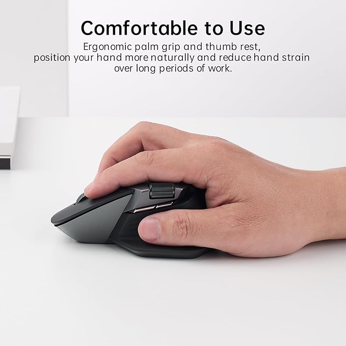 Rapoo MT760Mini Bluetooth Wireless Mouse - Bluetooth 5.0 and 2.4GHz Multi-Mode Connection, Support 4 Devices, M+ Cross Computer Technology, 11 Programmable Buttons, Matte Black