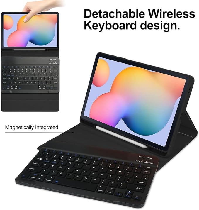 Keyboard Case for iPad Air 11-inch M3/M2 (2025/2024)/ Air 5th 4th Generation 10.9" with Mouse and Rainbow Backlit Magnetic Detachable Bluetooth Keyboard Cover,Misty Blue