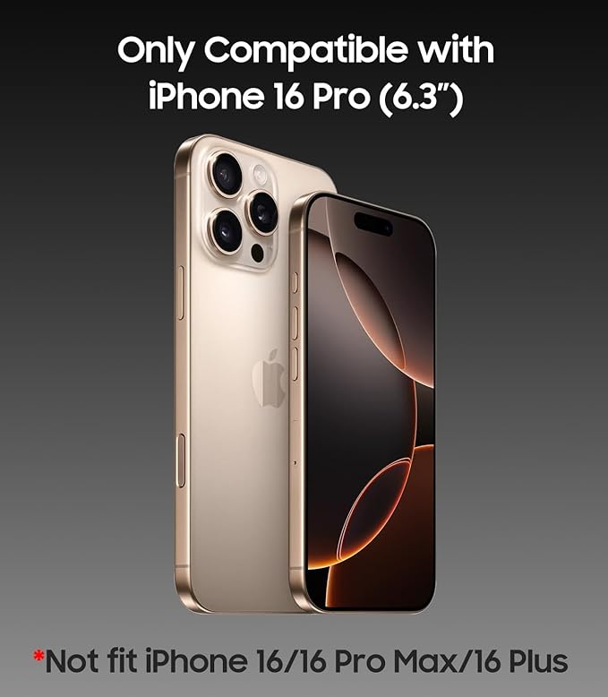 Magnetic for iPhone 16 Pro Case, Compatible with MagSafe, Built-in Camera Lens Protector, Logo View, Military Grade Drop Protection Phone Cover, Desert Titanium