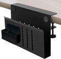 Desk Side Storage, Desk Laptop Holder with Anti-Scratch Pad & Magnetic Pen Holder, No Drill Hanging Table Organizer for Office and Home Fits Flat Edge 0.3" to 2.3"
