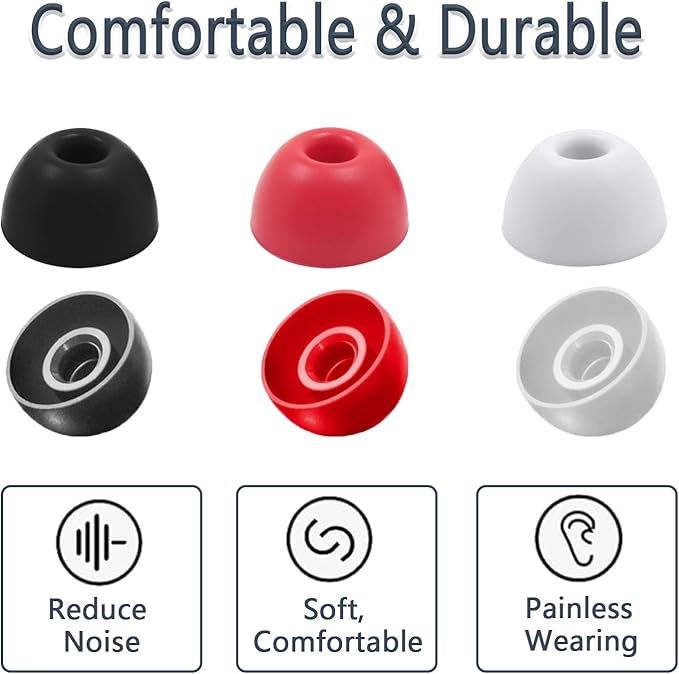 Replacement Silicone Ear Tips for Beats Fit Pro/Studio Buds/Studio Buds+ Headphone, 6 Pairs Earbuds Eartips L/M/S, Eargels Set Fit in Case, Earplug Ear Cap (Silver White with Pen)
