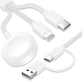 Upgraded 3 in 2 USB C Cable for Apple Watch Charger (4FT/1.2M) Travel USBC Multi Fast Charging Cord Compatible with iWatch Ultra 2/SE 2/10/9/8/7-1, iPhone 16 Pro Max Plus/15/14/13/12/11, iPad, AirPods