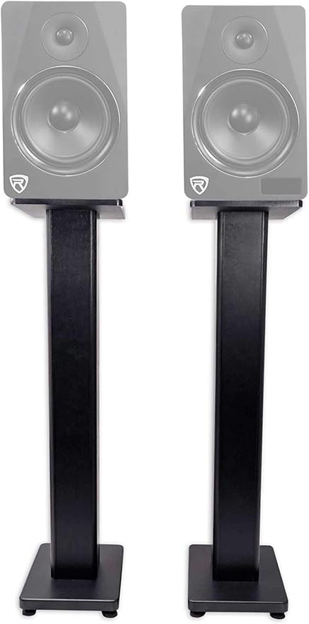 Rockville Pair RHTSB 36 Inch Bookshelf Speaker Stands, High-Performance Wood, Cable Management, Dual Platform Sizes, for Home Theater and Studio Monitors