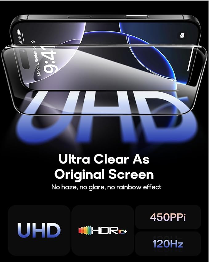 3 Pack for iPhone 14 Plus/iPhone 13 Pro Max Tempered Glass Screen Protector:9H+ Durable, Auto Positioning, Bubble Free, High Definition, Easy Installation