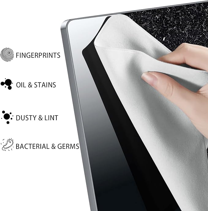 2 Pack Microfiber Liner Cleaning Cloth 13" with Screen Keyboard Imprint Protection, Laptop Keyboard Protector Compatible with MacBook Pro/Air 13" and MacBook Pro 14"-(Grey+Black)