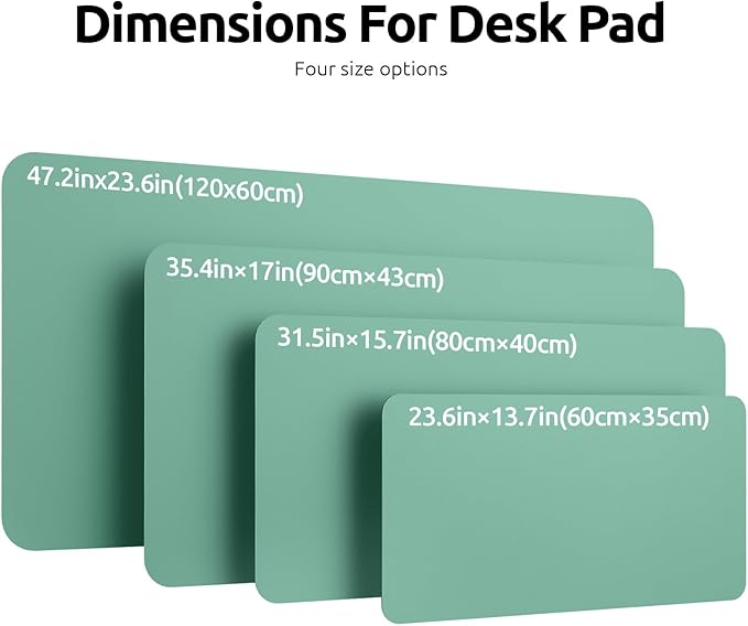 YSAGi Leather Desk Protector, Office Mat, Large Mouse Mat, Non-Slip PU Leather Blotter, Laptop Desk Pad, Waterproof Writing Pad for Office and Home (Green-Blue, 23.6" x 13.8")