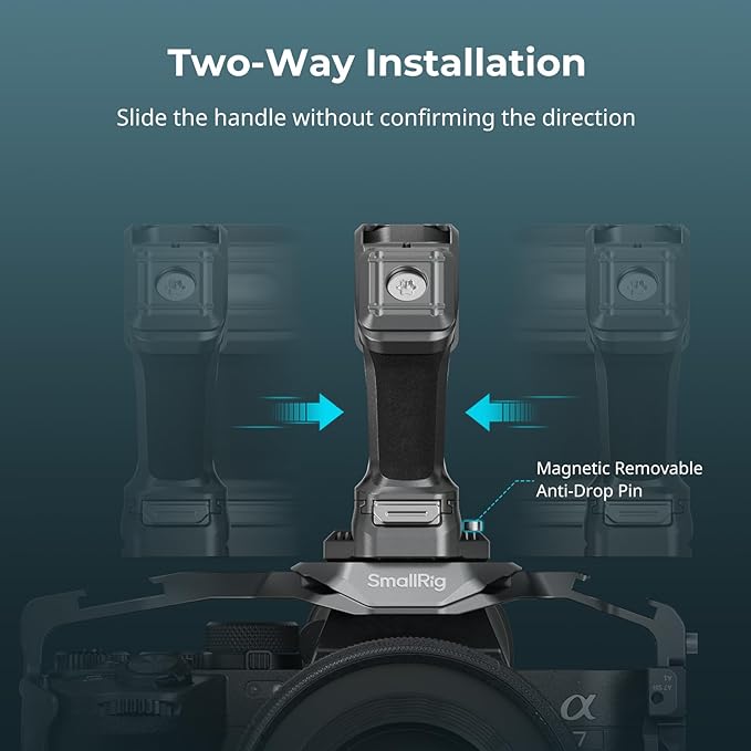 SmallRig Quick Release Top Handle with Quick Release Slider, Two-Way Smooth Installation, Ergonomic Design, 15kg Max. Load, Built-in Multiple Mounting Points, HawkLock H21-4483
