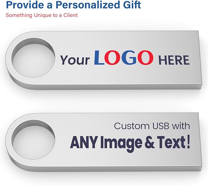 Customizable Flash Drives 256MB, Wooolken Personalized USB 2.0 Thumb Drives 10/20/50/100 Pack, Logo Pendrive Custom Memory Stick USB Engraved Logo (Metal)