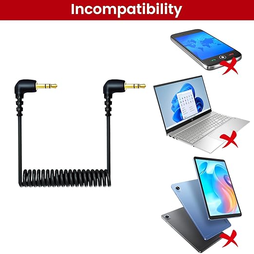 2-Pack 3.5mm Microphone Cable Compatible with DJI Mic 2 & Rode Microphone Wireless Pro, Coiled Dual 3.5mm TRS Patch Cable Audio Mic Cord for Cameras