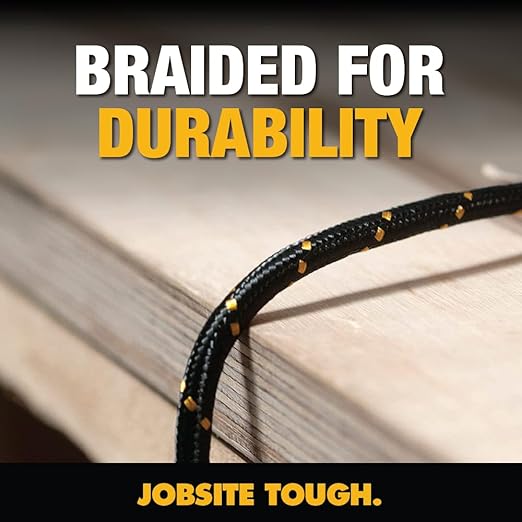 DEWALT Heavy Duty Lightning to USB A Cable — Reinforced Braided Cable for Lightning — Charger Cord Compatible with iPhone — Apple Compatible Charging Cable… (USB A to Lightning, 4FT)