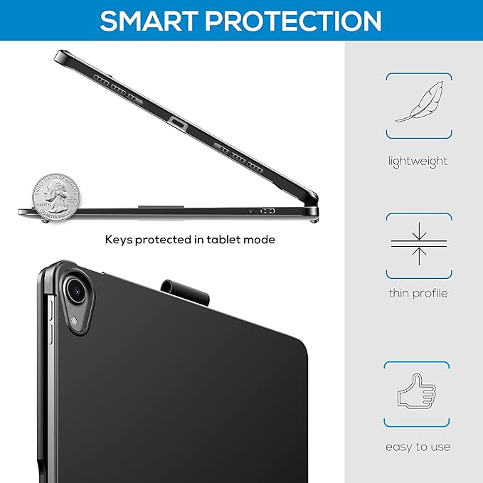 Keyboard Case for iPad 10.2 9th/8th/7th Gen, Rotating Case for iPad9/iPad8/iPad7 with Backlits Touchpad Keyboard-360° Rotatable Smart Cover with Pencil Holder, Black