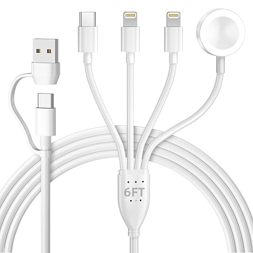 4 in 2 Apple Watch Charger, USB C Apple Watch Charger Cable for Apple Watch/iPhone, Watch Magnetic Charging Cord for iWatch Series SE/8/7/6/5/4/3/2 - Wireless Travel Watch Charger AirPods&iPad-6FT