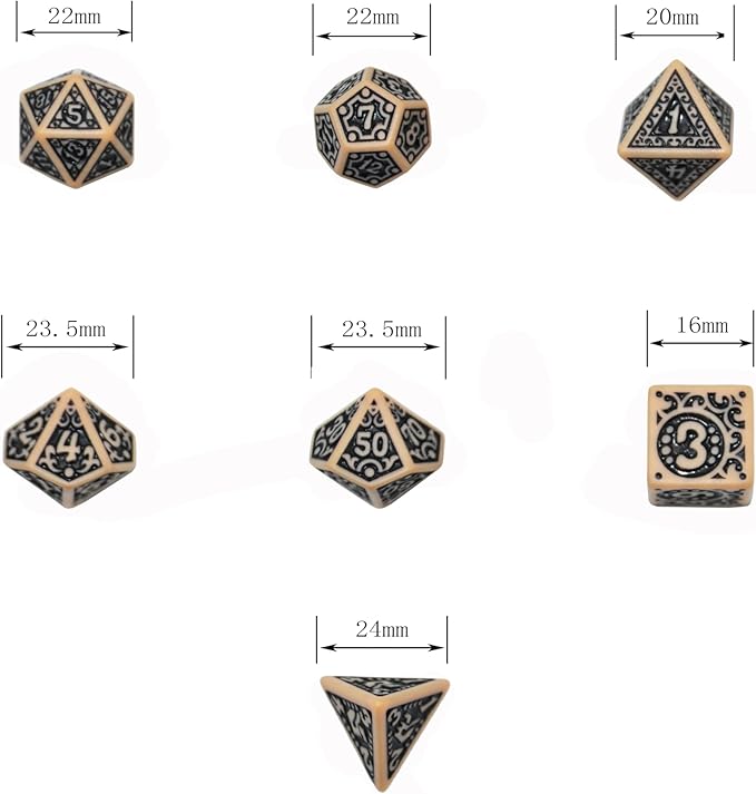 SmartDealsPro Retro Polyhedral Dice Sets with Pouches for D&D DND RPG MTG Dungeon and Dragons Table Board Roll Playing Games D4 D6 D8 D10 D% D12 D20