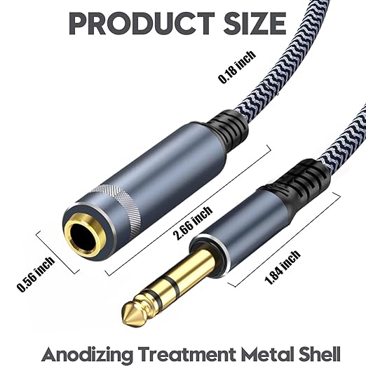1/4 inch Extension Cable 50ft, 1/4" inch Male to Female Stereo Extension Cable