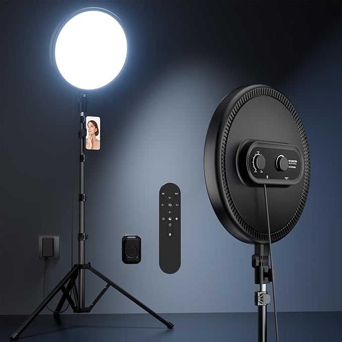 Weilisi Ring Light with 72" Tripod Stand and Phone Holder, 6500K Full-Screen Selfie Ring Light for Makeup Barber Video Recording, Photography Lighting, Ring Light Tripod for iPhone Phone with Remote