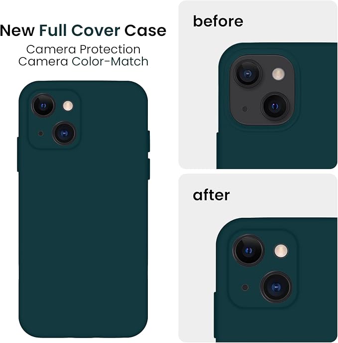 FireNova Designed for iPhone 13 Case, Silicone Upgraded [Camera Protection] Phone Case with [2 Screen Protectors], Soft Anti-Scratch Microfiber Lining Inside, 6.1 inch, Teal