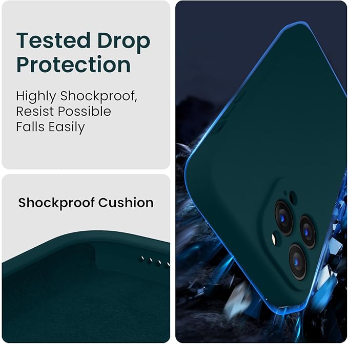 FireNova Designed for iPhone 13 Pro Max Case, Silicone [Camera Protection] Phone Case with [2 Screen Protectors], Soft Anti-Scratch Microfiber Lining Inside, 6.7 inch, Teal