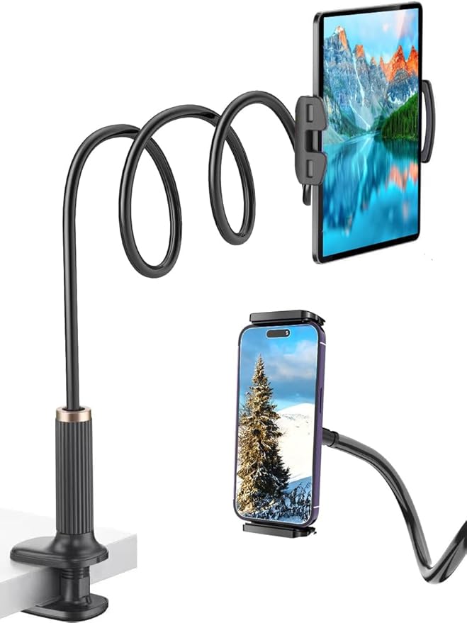 Gooseneck Tablet Holder - Flexible Tablet Stand, Tablet Holder,Cell Phone Holder,Cell Stand, Flexible Adjustable Arm in Bed for/Mobile Phone/Switch/etc, 98 cm Total Length (Black)