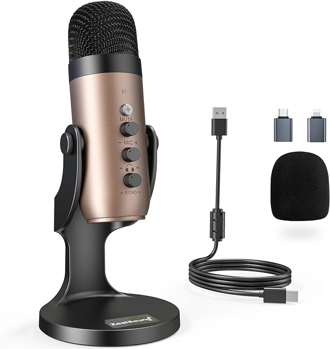 ZealSound USB Microphone, Condenser Computer PC Mic, Plug&Play Gaming by zealsound
