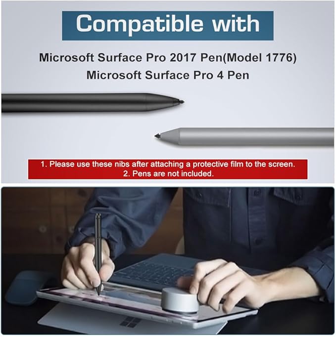 MoKo Pen Tips for Surface Pen (5 Packs, 2xHB/2x2H/H Type), Surface Pen Tip Replacement Kit Compatible with Surface Pro 2017 Pen (Model 1776)/Surface Pro 4 Pen, Original Pen Nibs Refill for Stylus Pen