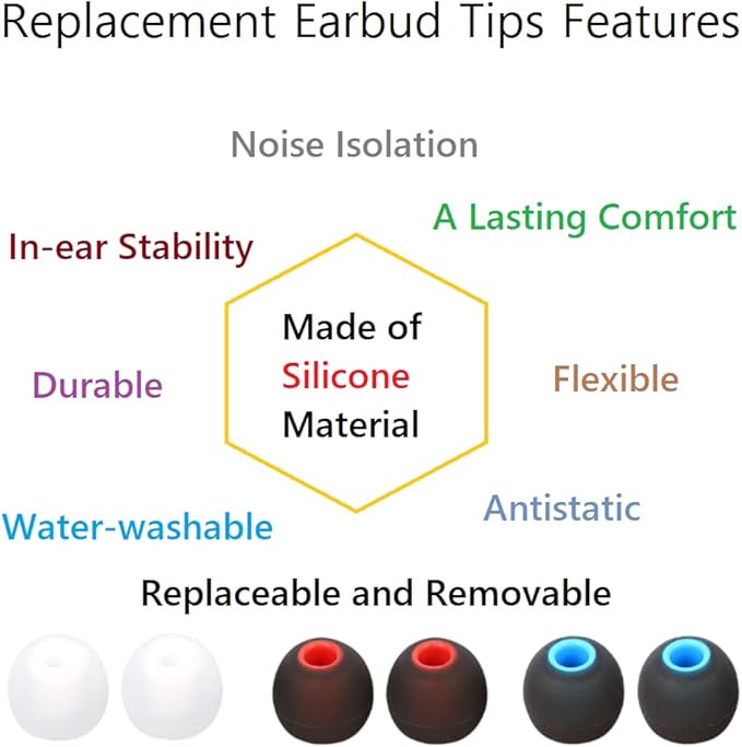 Earbuds Replacement Tips Silicone Earbud Tips Ear Gels Fit - Image 6