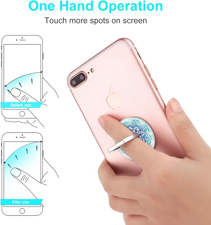 Bonoma Phone Ring Stand Holder, 3-Pack 360 Degree Rotation Universal Finger Ring Stand Compatible with Smartphones and Tablets Mandala