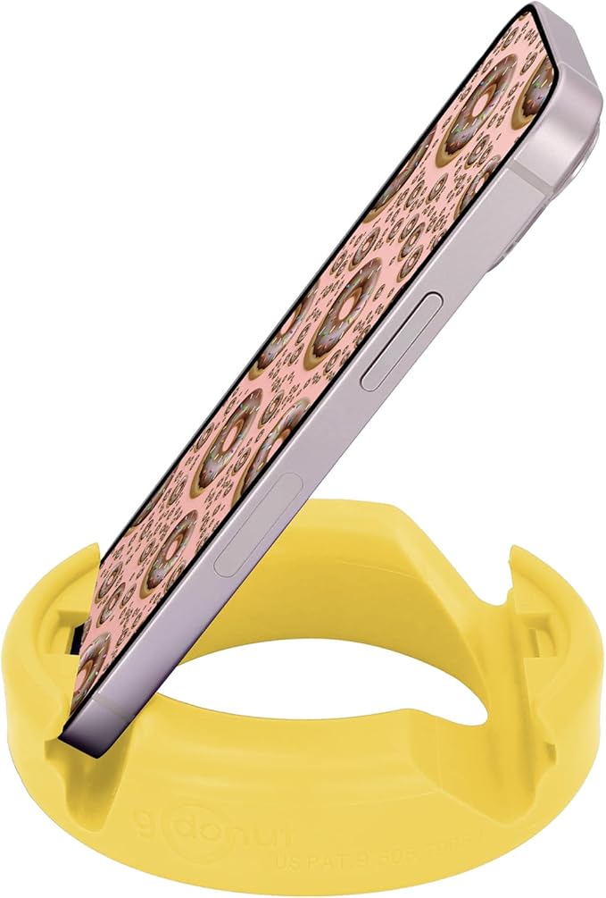 GoDonut – Phone Stand Original – Cell Phone Holder + Tablet Stand Desk Organizer – Compatible with Tablet, iPhone 16 15 14 Pro Max, Android & Most Smartphones - Yellow