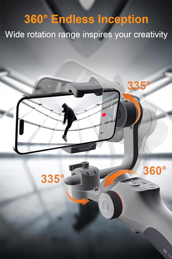 FUNSNAP C05 Kit Gimbal Stabilizer for Smartphone, iPhone Gimbal 3-Axis with Magnetic Fill Light/AI Tracking Sensor for iPhone 16 15 14 Pro Max Android Handheld Phone Gimbal for Video Recording
