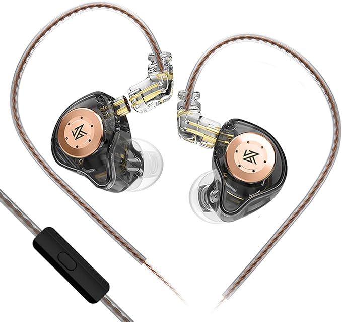 keephifi KZ EDX Pro in Ear Monitor with Mic Wired Headphones HiFi Stereo Stage Wired Earphone Dual DD IEM Earphones Earbuds with Detachable Cable for Musicians Audiophiles (Black, with Mic)
