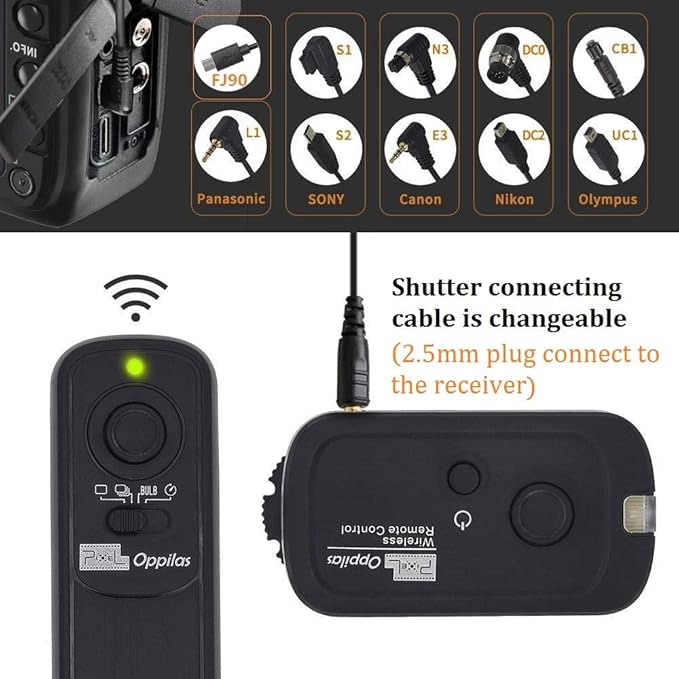 Pixel Digital Wireless Remote Shutter Release Switch N3 Compatible with Canon 5D Mark-III/Mark-IV 5D R5 R5C 10D 1DX 1DC 1DS 1D 5DS 5DSR 20D 6D 7D-Mark-II 7D 50D 40D 30D D60 D30 D2000 Replaces RS-80N3