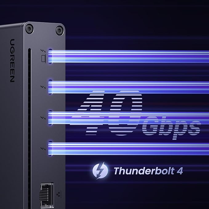 UGREEN Revodok Max 208 Thunderbolt 4 Dock 8-in-1 40Gbps TB4 Hub 3 x TB 4 Dual 4K@60Hz or Single 8K Display, 85W Charging, Gigabit Ethernet, 3 x USB A 3.2 for Mac M1/M2/M3/M4 Pro/Max