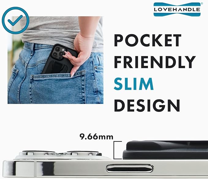 LoveHandle PRO MagSafe Compatible Magnetic Phone Grip w/Kickstand - Mount, Strap and Stand for Smartphone and Tablet - MagSafe Ring Included - Fits All Devices - Black Leopard