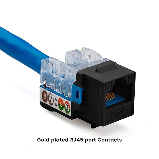trueCABLE Cat6A Keystone Jack, Unshielded (UTP), 90 Degree Punch-Down, PoE++ (4PPoE), UL Listed, ETL Verified, ANSI/TIA Certified, Modular RJ45 Female, Black, 12 Pack