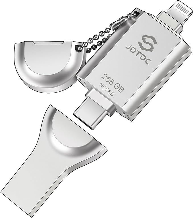MFi Certified 256GB 3-in-1 Photo-Stick-for-iPhone-USB-Flash-Drive Photo-Storage-Stick-iPhone-Thumb-Drive External-Storage-Mobile-for-Android iPad Type-C Flash Drive Photo-Stick for iPhone 16/15/14