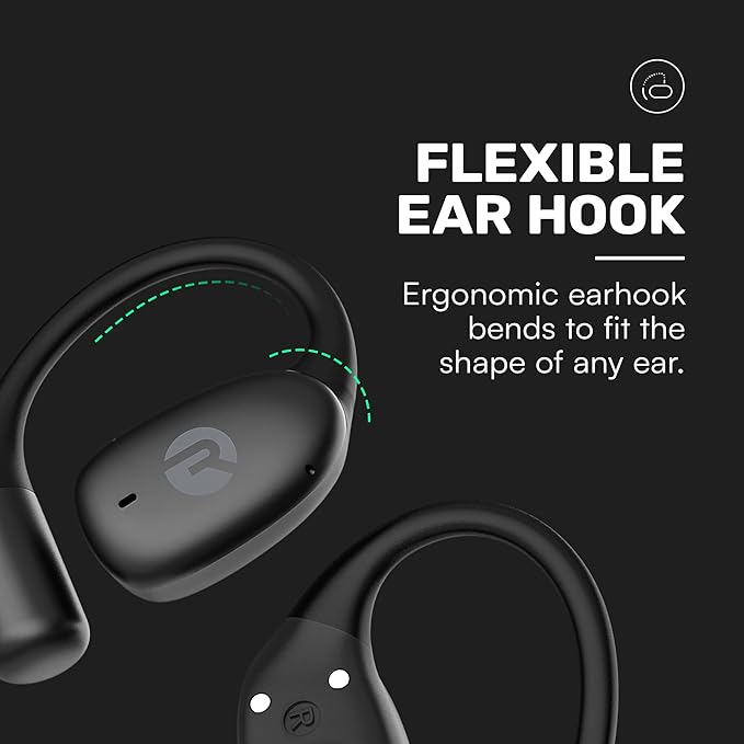 Raycon Essential Open Earbuds – True Wireless Open Ear Bluetooth 6.0 Headphones, Ultra-Lightweight, Comfort Hook Design, IPX5 Water Resistant, 36 Hours of Battery Life (Black)