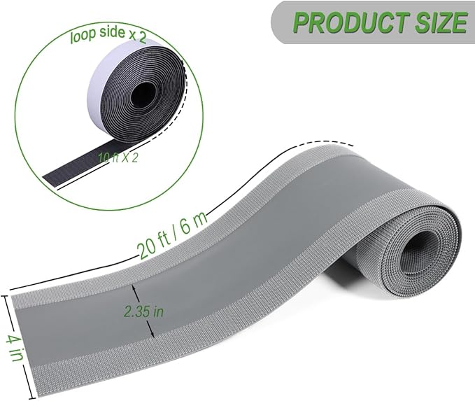 Floor Cable Covers - 20ft Oxford Fabric Cord Protector with Adhesive Hook & Loop,Waterproof Wire Storage Sleeve for Any Floor Surface,Durable Cable Management to Prevent Tripping Hazards (Gray, 20ft)