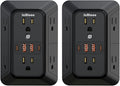 2 Pack Multi Plug Wall Outlet Extender Surge Protector 6 AC Outlet Splitter with 4 USB Ports(2 USB C) Wall Charger 1050J Power Strip 125V/15A, 1875W for Home, Office, Travel Dorm Room Essentials