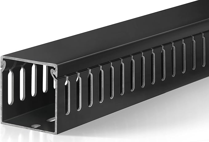 ZhiYo 99in(6X L16.5in) Professional Server Rack Cable Management Raceway, H2in x W2in Cable Raceway Kit, Electrically Safe PVC Open Slot Wire Raceway for Under Desk/Computer/Network Cords, Black