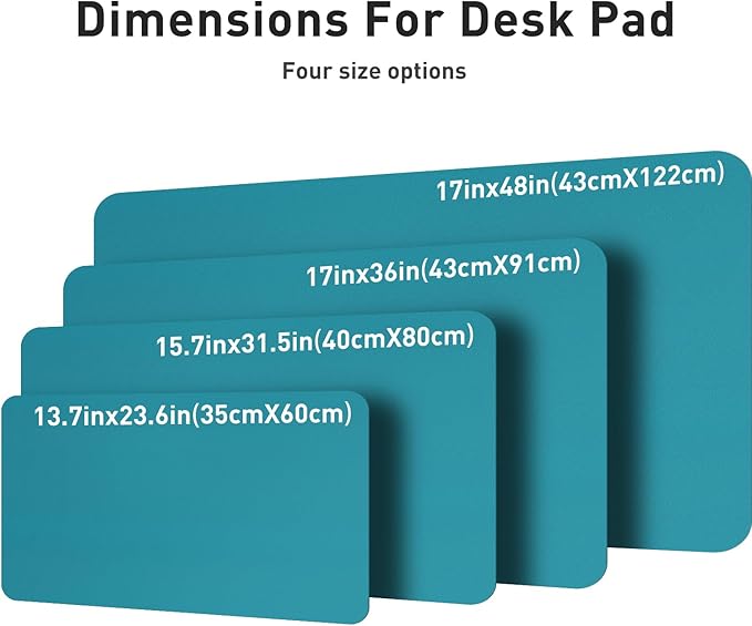 Aothia Leather Desk Pad Protector, Mouse Pad, Office Desk Mat, Non-Slip PU Leather Desk Blotter, Laptop Desk Pad, Waterproof Desk Writing Pad for Office and Home (Turquoise,23.6" x 13.7")