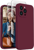 FireNova Designed for iPhone 13 Pro Max Case, Silicone [Camera Protection] Phone Case with [2 Screen Protectors], Soft Anti-Scratch Microfiber Lining Inside, 6.7 inch, Plum