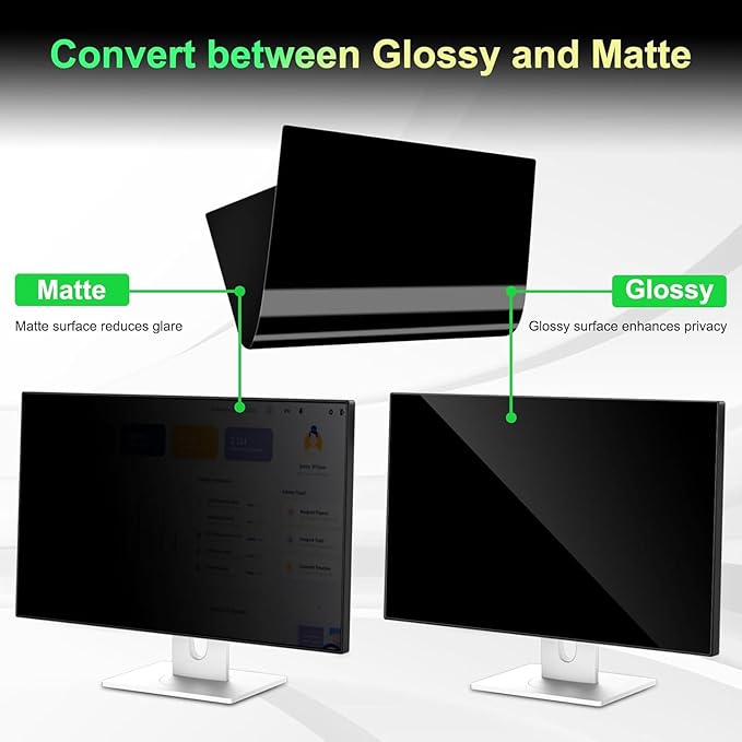 [2 Pack] 24 Inch Computer Privacy Screen Filter for 16:9 Aspect Ratio, Eye Protection, Anti-Glare, Anti-Blue Light Computer Monitor Privacy Filter, Removable Anti-Scratch 24in Protector Film