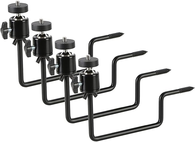 Trail Camera Mount, 4 Pcs Trail Camera Holder with 1/4 in Screw,Hunting Accessories,360° Adjustable Tree Screw Mounting Bracket for Game Cameras, Solar Panels, etc, Easy to Install & Heavy Duty